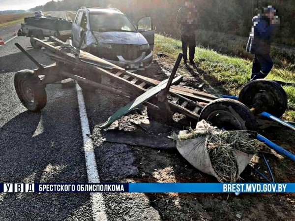 ДТП в Столинском районе: MAZDA столкнулась с гужевой повозкой, есть пострадавший