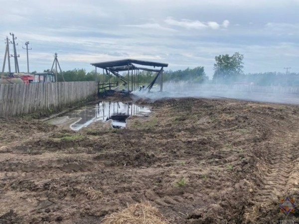 На территории молочно-товарной фермы в Ивацевичском районе горела солома в рулонах